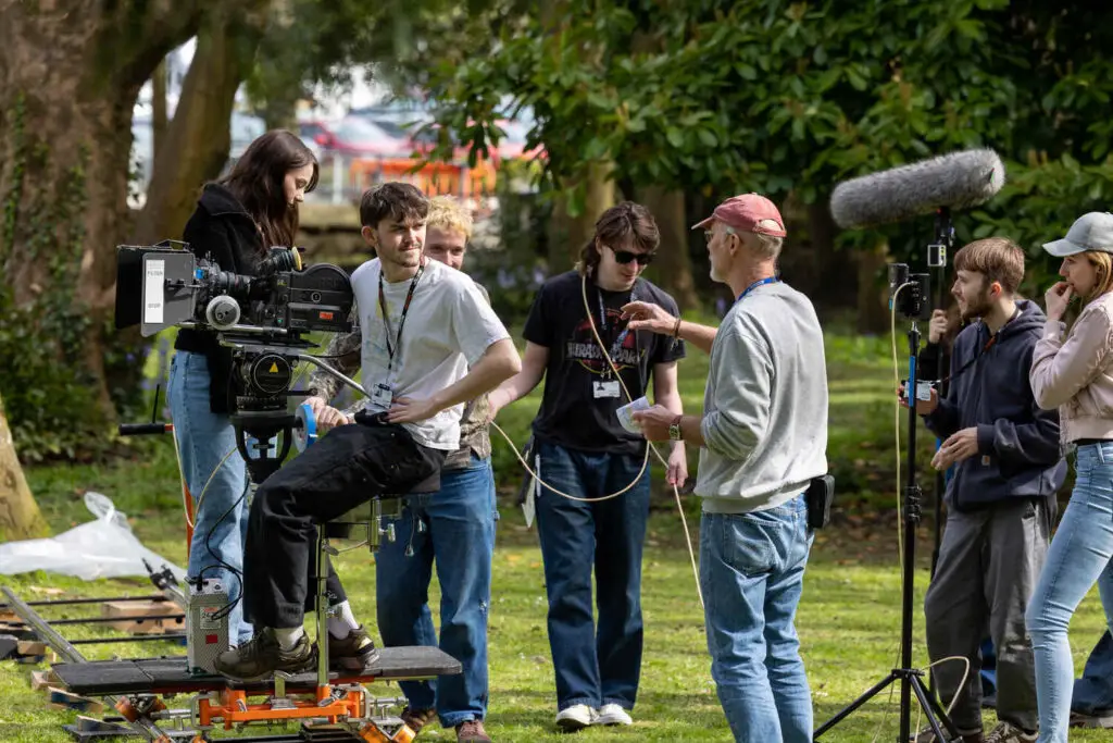 film and media production students filming outside