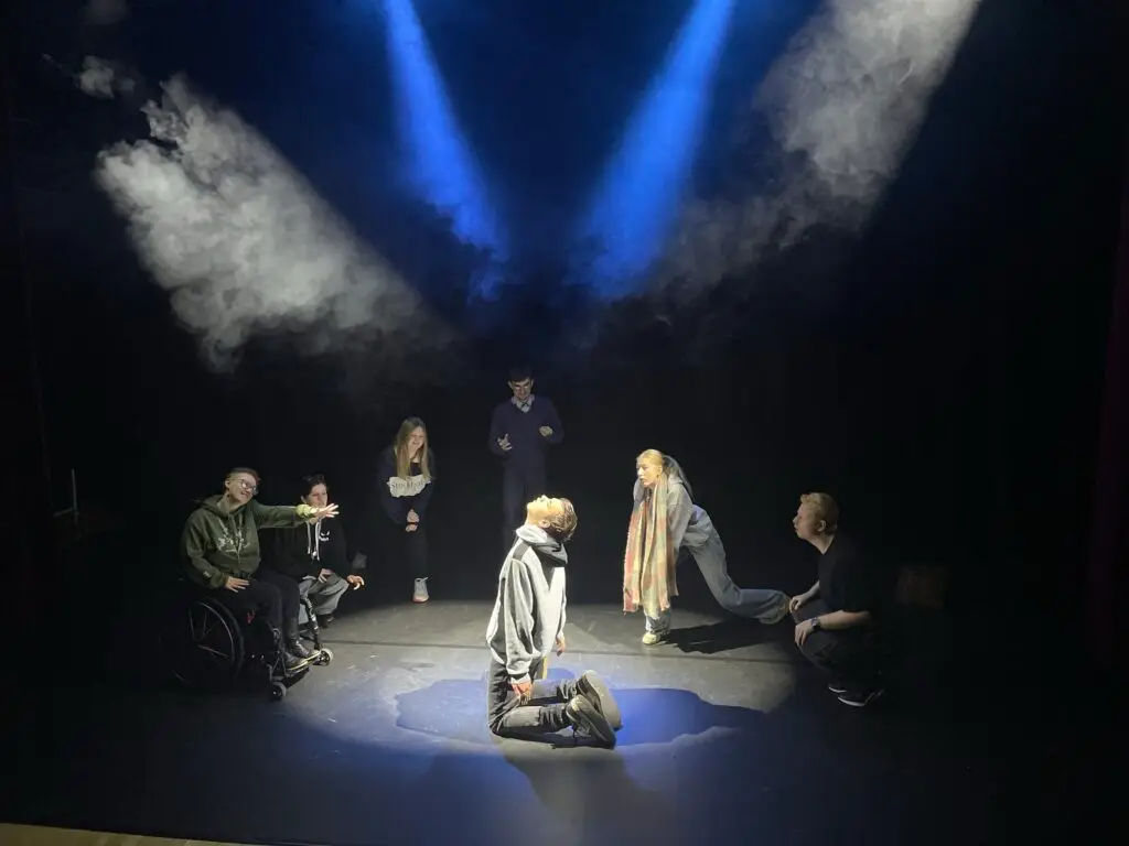 Performing arts students on stage