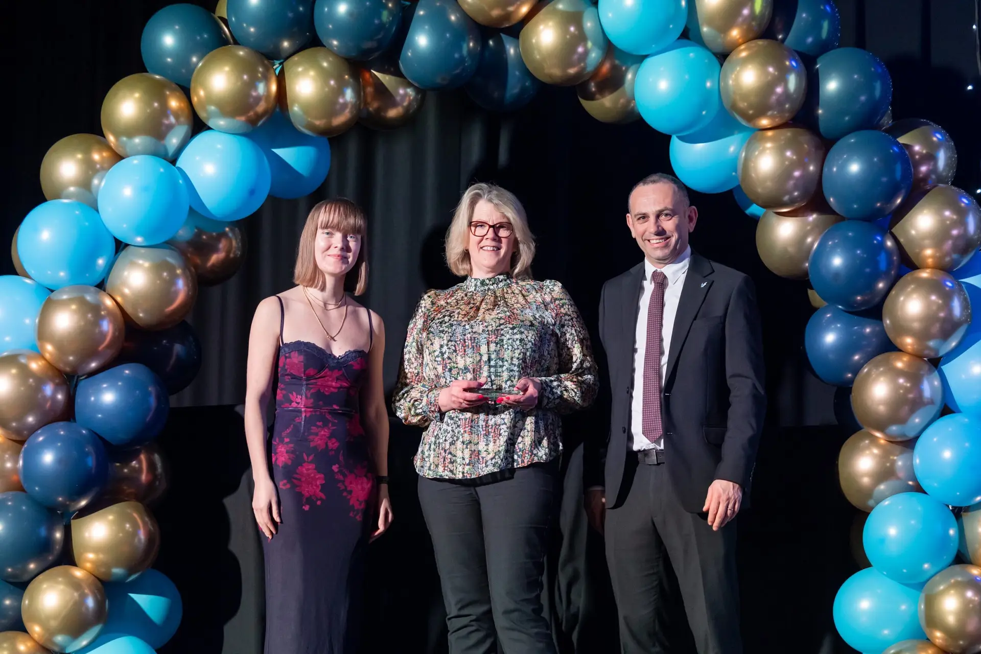 Karen Musselwhite with Iain Hatt and Nicole Fever at the 2025 Apprenticeship Awards