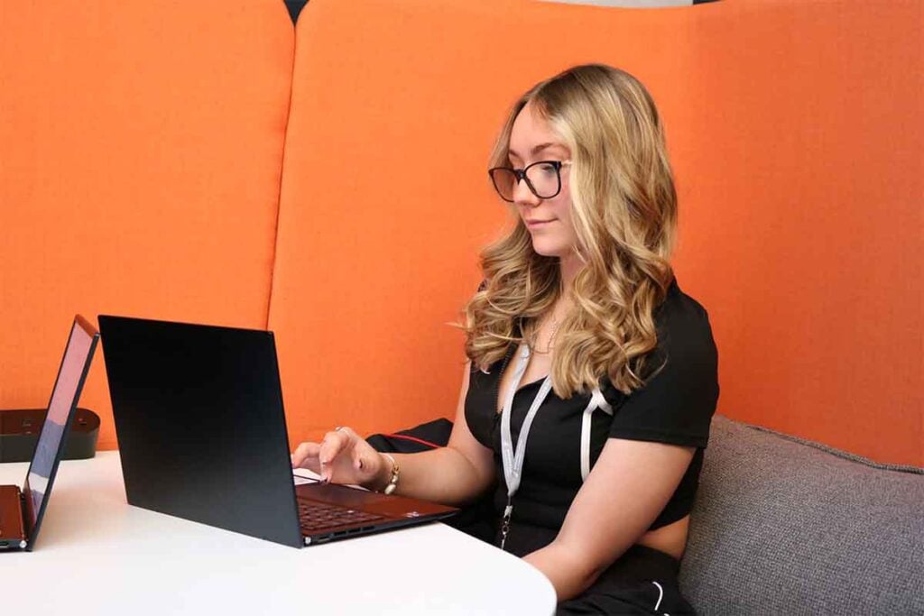 Girl working on computer