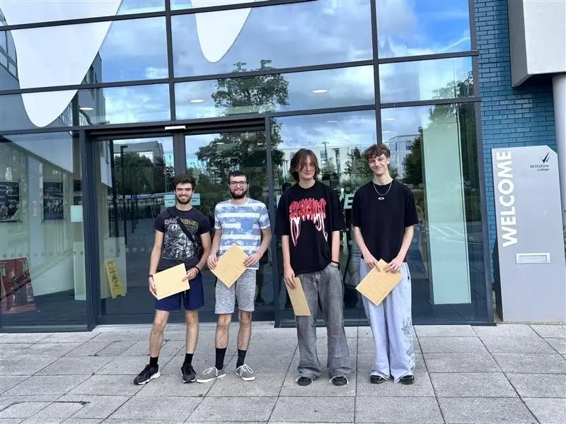 Group of Engineering students with their T Level results