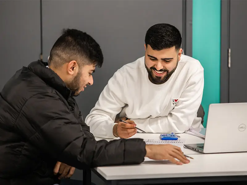 Two students studying together