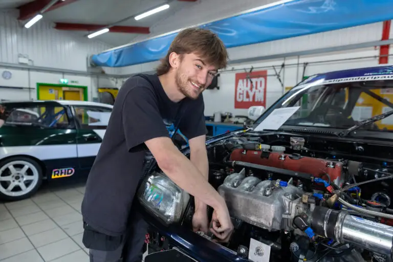 T Level student working on a car