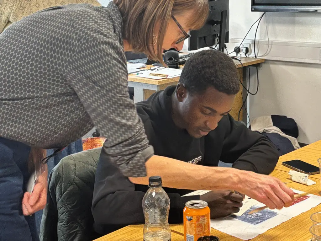 Lecturers supporting ESOL student at Wiltshire College