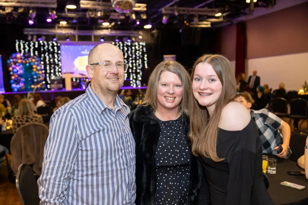 Apprentices, students and employers on stage at Wiltshire College & University Centre’s Apprenticeship and Work Placement Awards at Trowbridge Civic Centre.