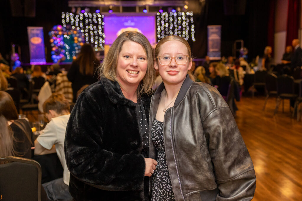 Apprentices, students and employers on stage at Wiltshire College & University Centre’s Apprenticeship and Work Placement Awards at Trowbridge Civic Centre.