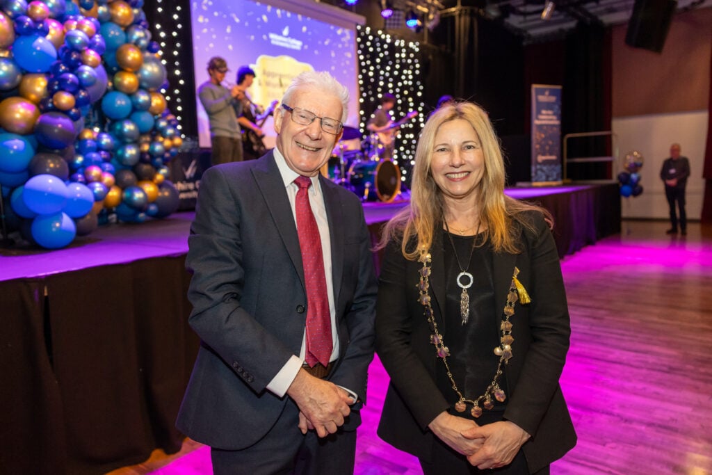 Apprentices, students and employers on stage at Wiltshire College & University Centre’s Apprenticeship and Work Placement Awards at Trowbridge Civic Centre.