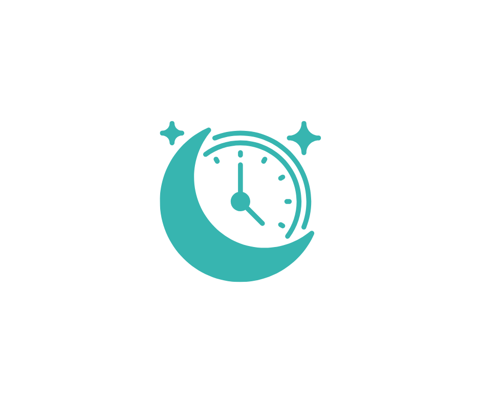 Night time icon - moon and clock