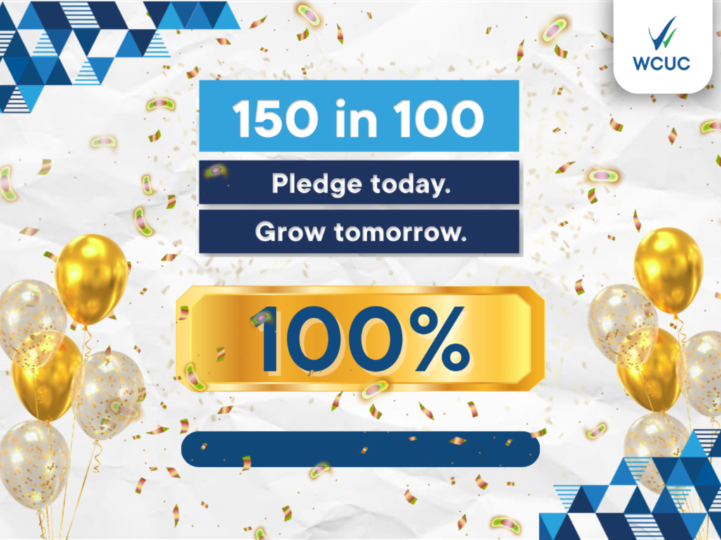 150 in 100 campaign reaches 100%.