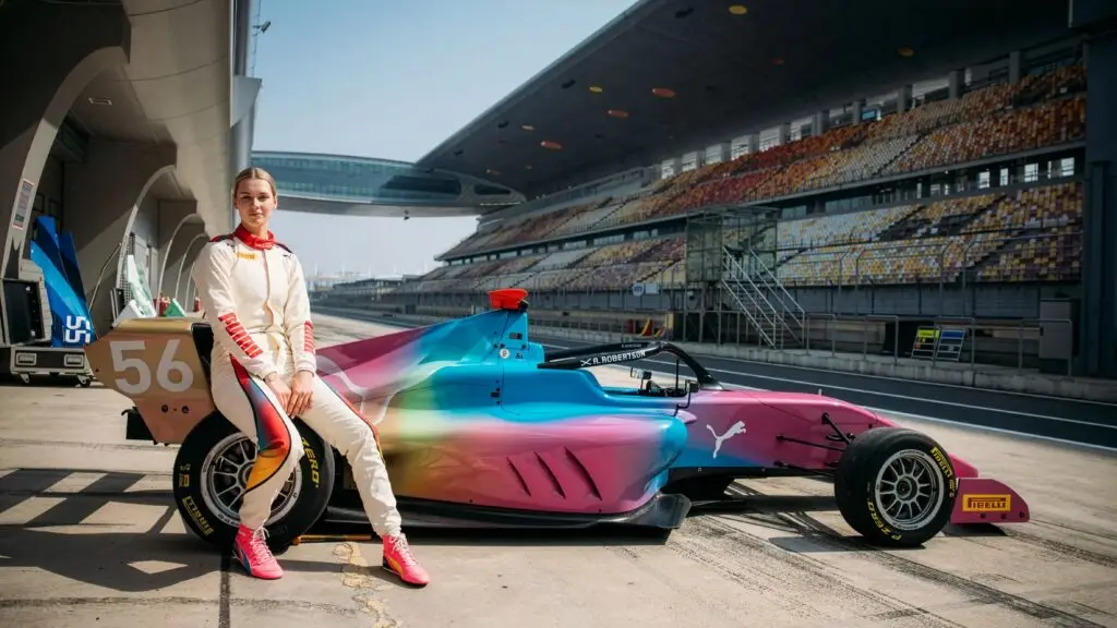 Motorsport Engineering student, Rachel in her gear.