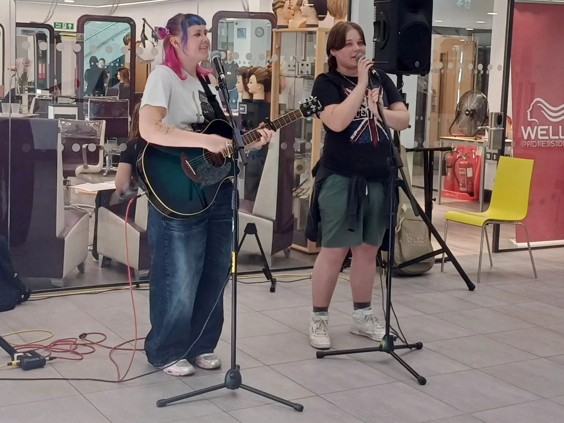 Music students performing on campus
