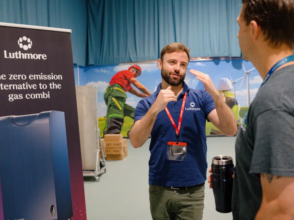 Luthmore staff members speaking to Wiltshire College staff about the new technology