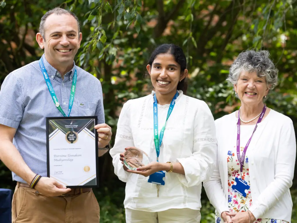 Wiltshire College staff member wins an award for outstanding contribution to student experience.