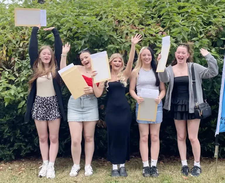 Students celebrating their T Level results