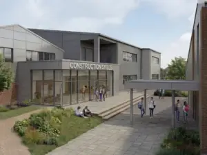 A CGI impression of the new Construction Centre at Wiltshire College & University Centre’s Trowbridge campus