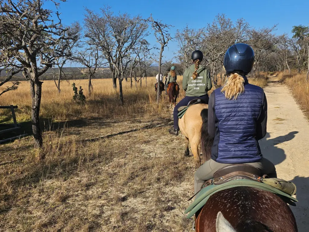 Students horse riding during their work experience trip in South Africa.