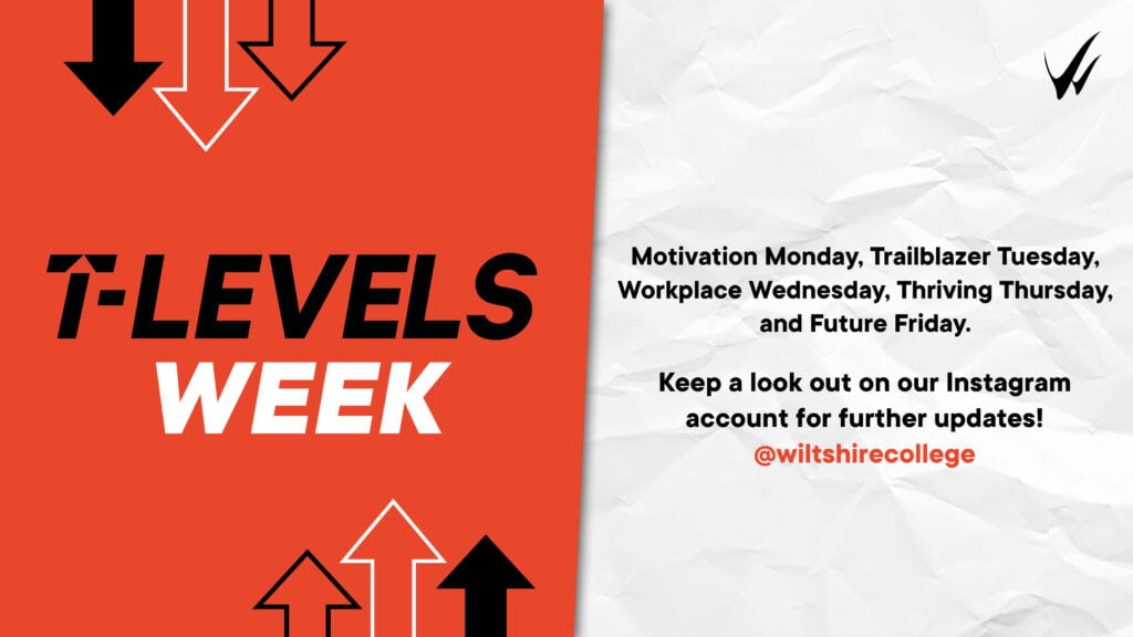 T Level week infographic with the weekly celebrations listed.