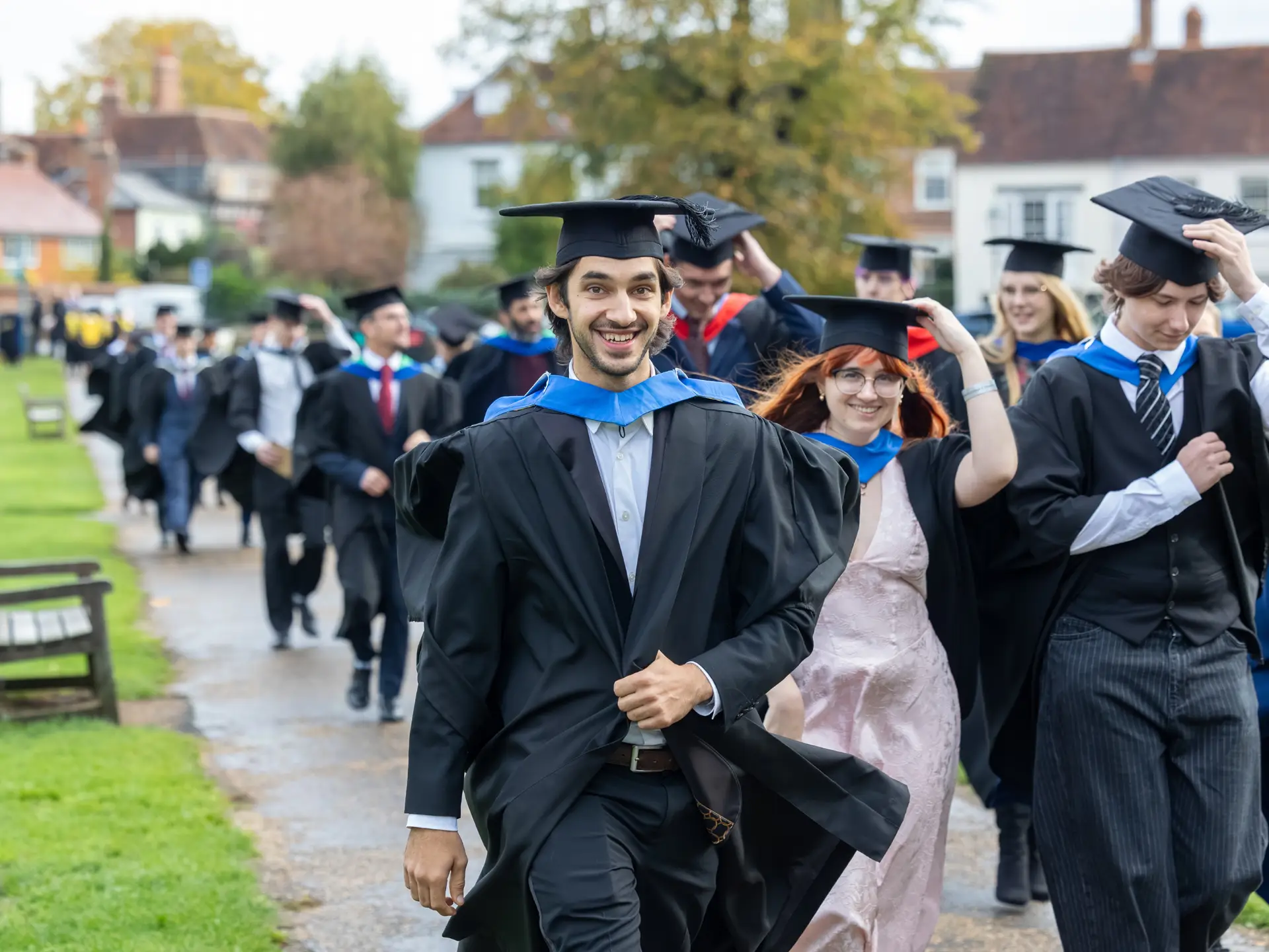 Graduands walking to Salisbury cathedral