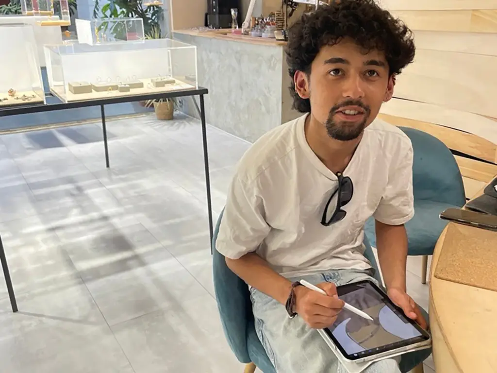 Student at his work experience placement at a Jewellers in Porto