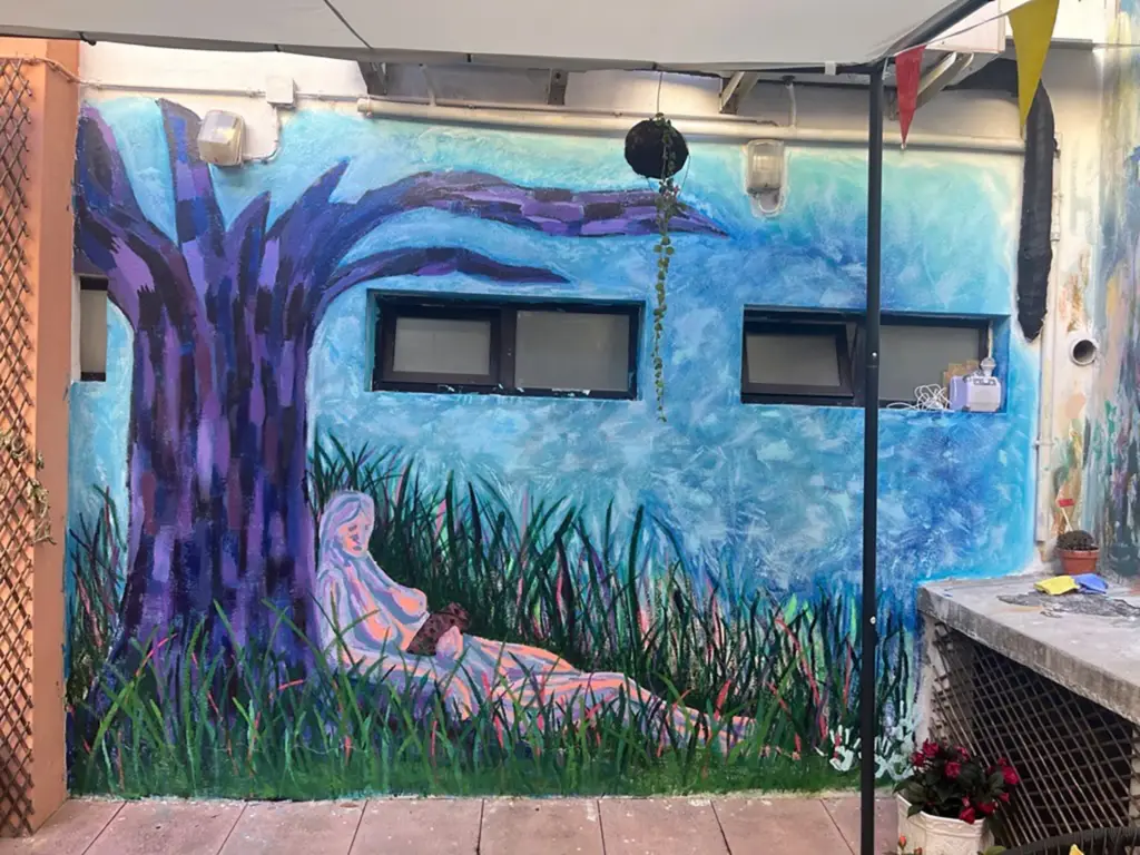 Students created a mermaid seascape mural